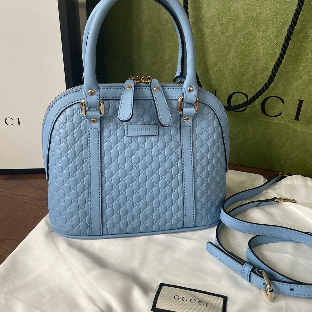 Authentic Gucci baby blue microguccissima